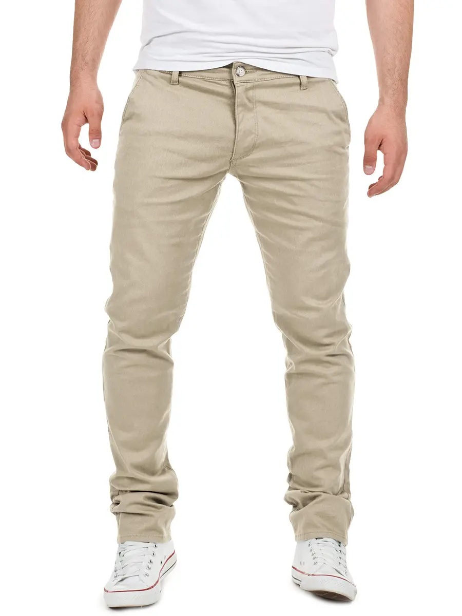 Yazubi Men's Chino Pants Slim Dustin Beige 32W x 34L | Stretch Cotton Casual Trousers - main product image