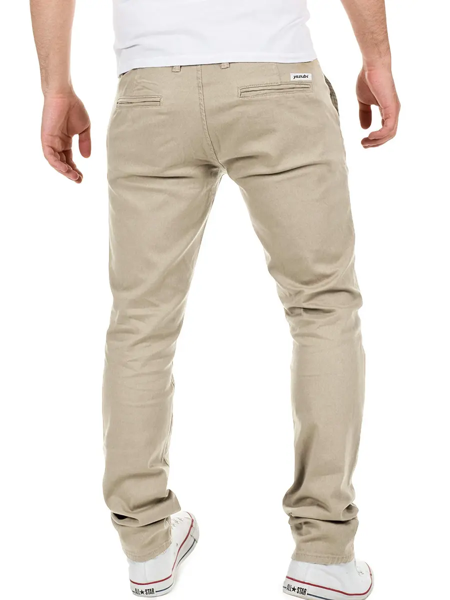 Yazubi Men's Chino Pants Slim Dustin Beige 32W x 34L | Stretch Cotton Casual Trousers - view 2