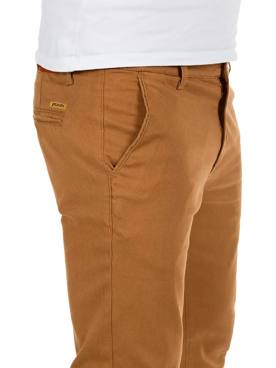 Yazubi Men's Chino Pants Dustin Caramel Slim Fit 36W 30L | Comfortable Cotton Stretch Casual Trousers - view 3