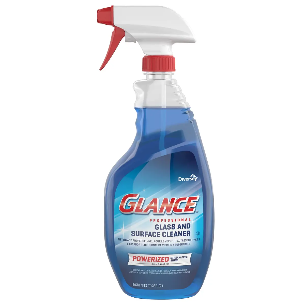 Glance Powerized Professional Glass & Surface Cleaner, 32 Fl Oz | Streak-Free Ammoniated Surface Spray - main product image