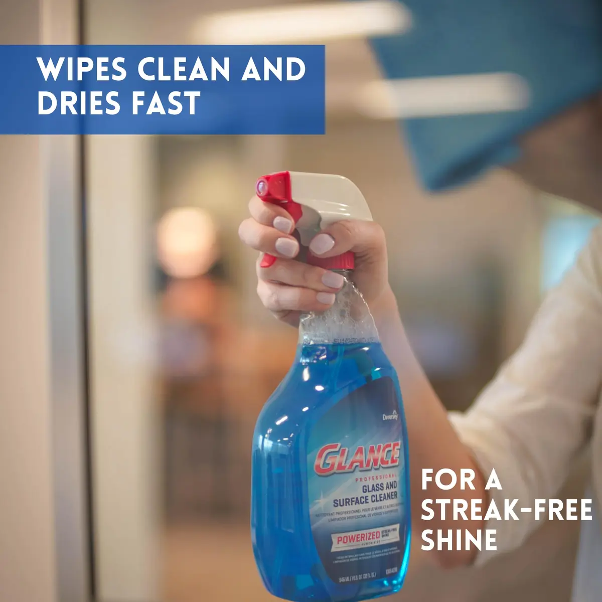 Glance Powerized Professional Glass & Surface Cleaner, 32 Fl Oz | Streak-Free Ammoniated Surface Spray - view 3