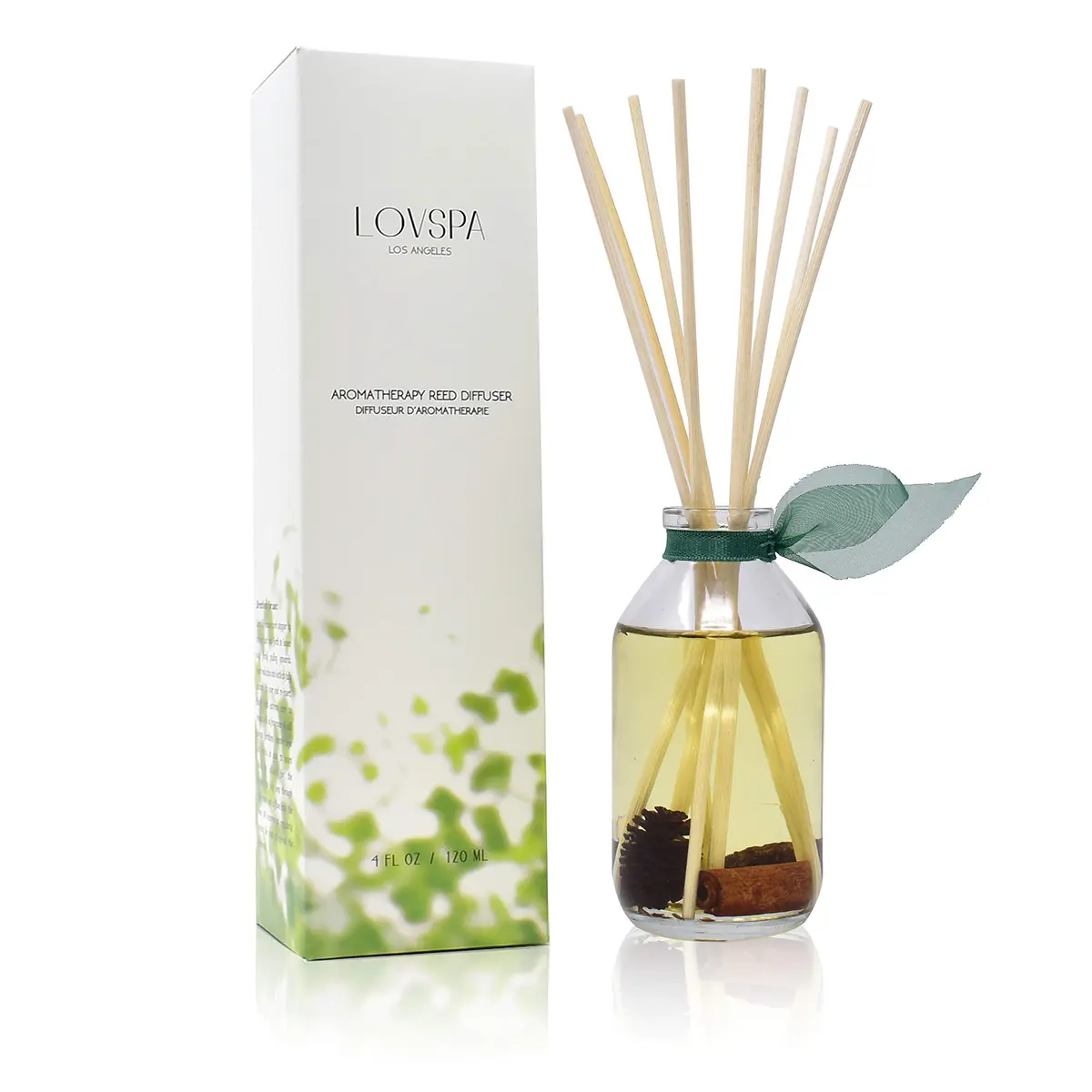LOVSPA Reed Diffuser Set - Cinnamon Pine Cones Scented Diffuser with Sticks | Long-Lasting Aromatherapy for Small Spaces - main product image