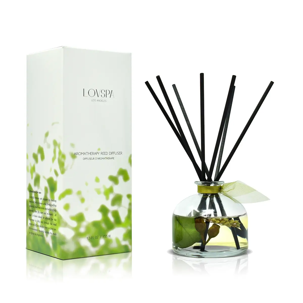 LOVSPA Eucalyptus Reed Diffuser Set 4.5 oz | Revive Fresh Eucalyptus, Sage, Citrus & Mint Scent with Diffuser Sticks - main product image