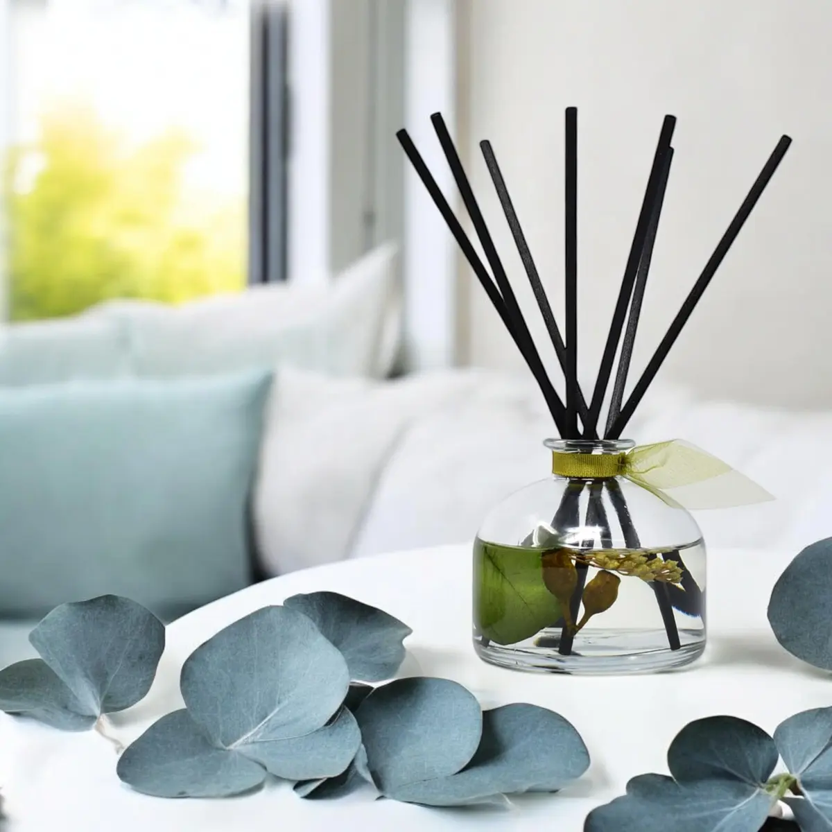 LOVSPA Eucalyptus Reed Diffuser Set 4.5 oz | Revive Fresh Eucalyptus, Sage, Citrus & Mint Scent with Diffuser Sticks - view 4