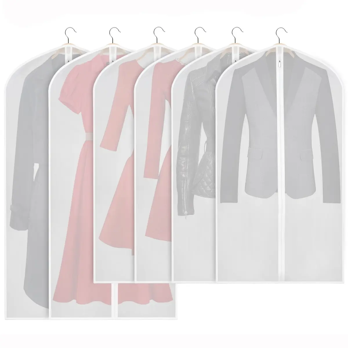Zilink Hanging Garment Bag Suit Bags for Closet Storage and Travel, 6 Pack | Breathable, Water-Resistant, Wrinkle-Free - main product image