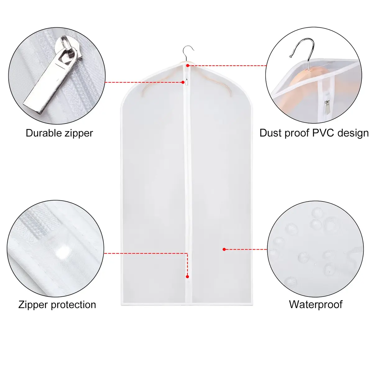 Zilink Hanging Garment Bag Suit Bags for Closet Storage and Travel, 6 Pack | Breathable, Water-Resistant, Wrinkle-Free - view 4
