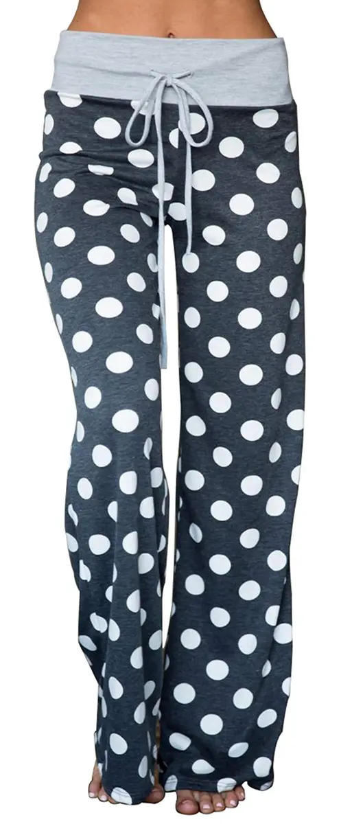 X-Image Women's Casual Comfy Soft Stretch Polka Dot Print Lounge Pants, Grey, Large | Breathable, All-Season Comfort - main product image