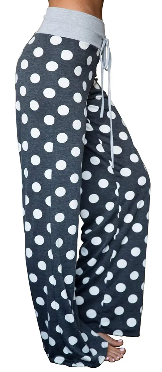 X-Image Women's Casual Comfy Soft Stretch Polka Dot Print Lounge Pants, Grey, Large | Breathable, All-Season Comfort - view 2