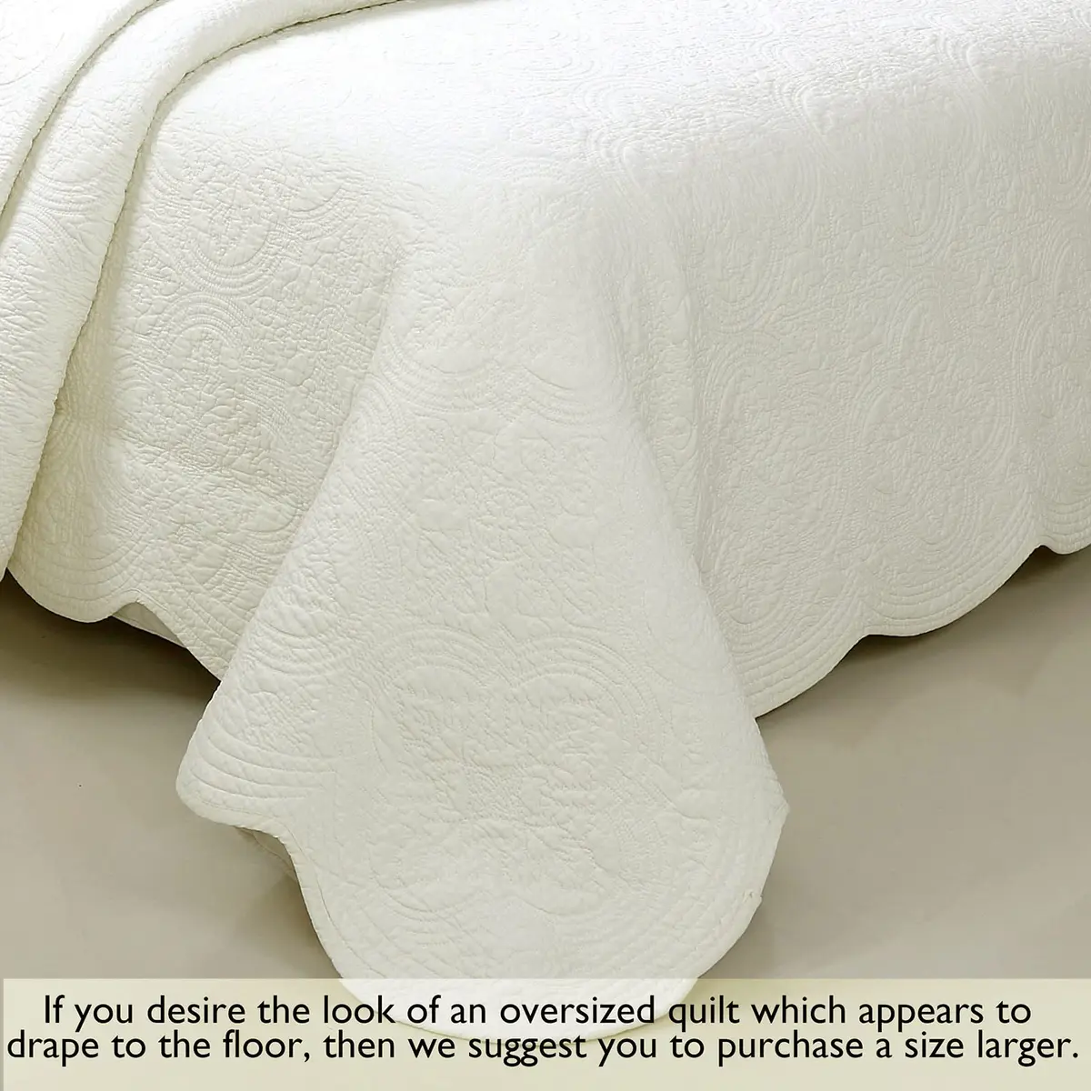 Cozy Line Home Fashions 100% Cotton Medallion Off White Quilt Set | Reversible Lightweight Bedspread for All Seasons - view 6