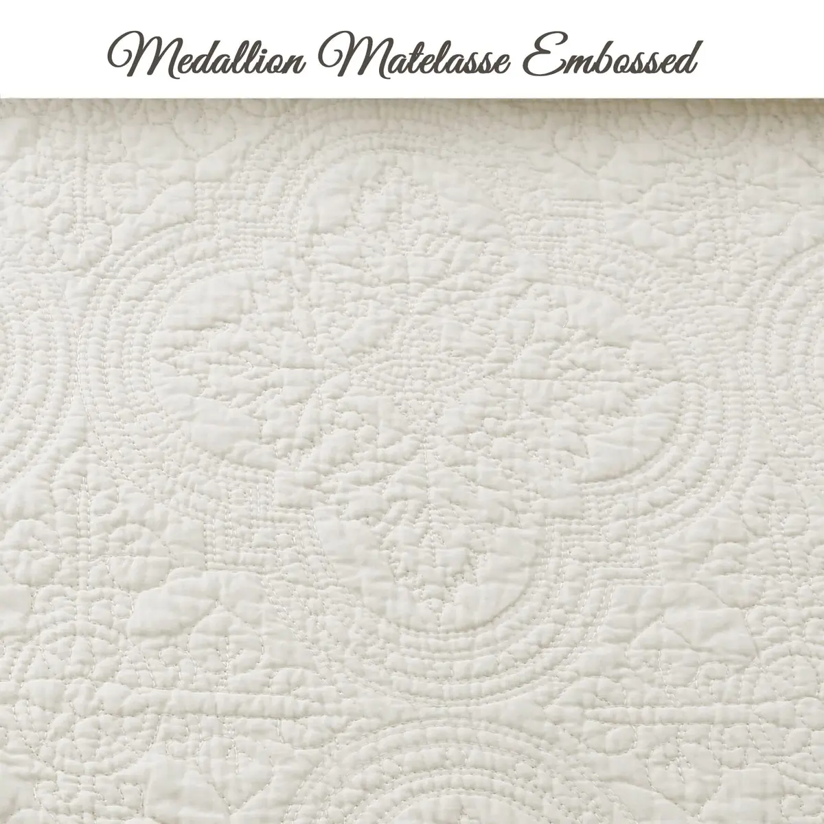 Cozy Line Home Fashions 100% Cotton Medallion Off White Quilt Set | Reversible Lightweight Bedspread for All Seasons - view 4