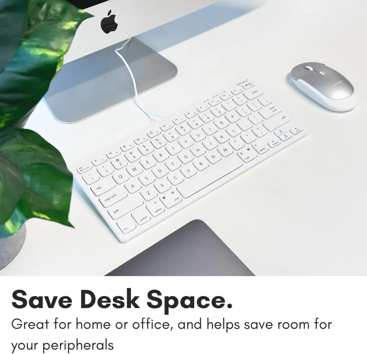 Macally SLIMKEYC USB Wired Keyboard White | 78 Scissor-Switch Keys & 13 Shortcut Keys - view 2