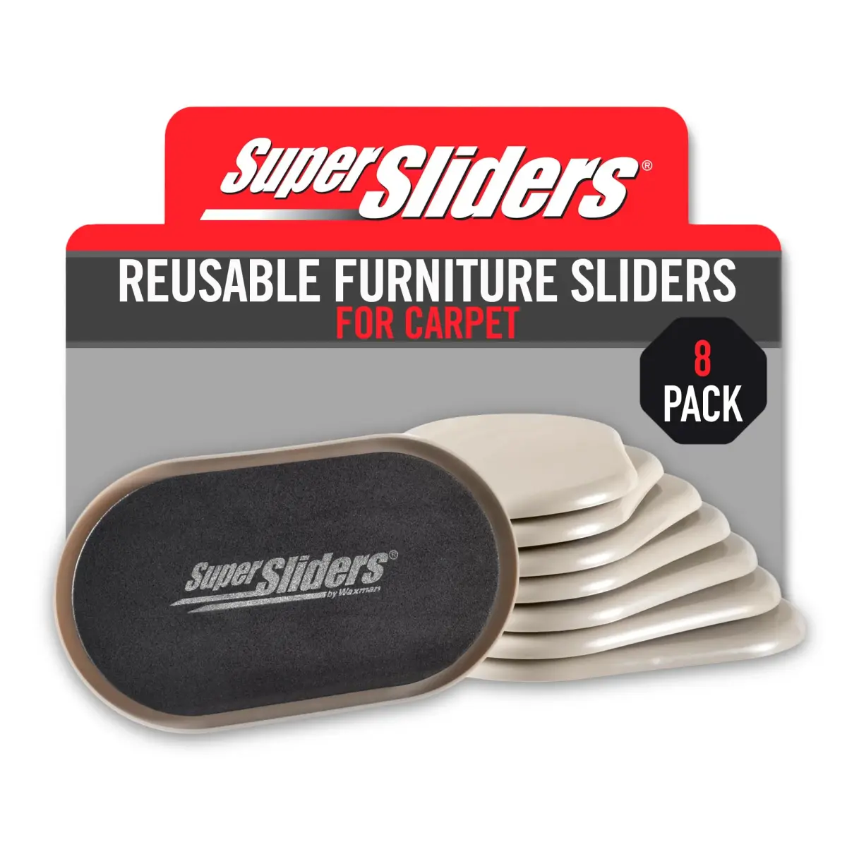 Super Sliders Reusable XL Heavy Furniture Moving Sliders 23cm x 14.6cm (9.5" x 5.75") | For Carpet, Hardwood, Tile & Linoleum - main product image