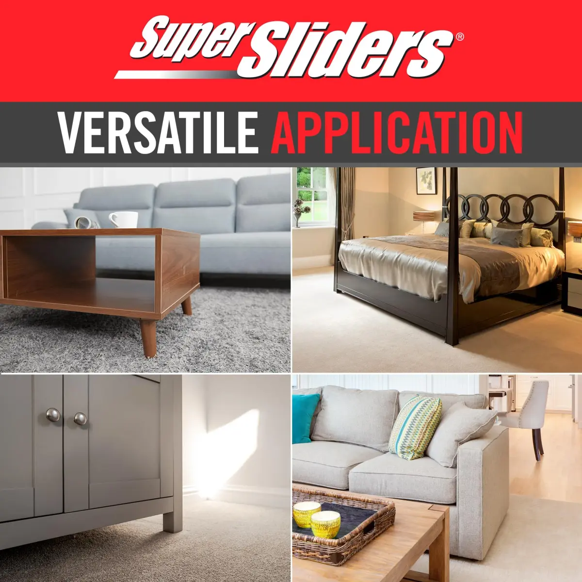 Super Sliders Reusable XL Heavy Furniture Moving Sliders 23cm x 14.6cm (9.5" x 5.75") | For Carpet, Hardwood, Tile & Linoleum - view 7