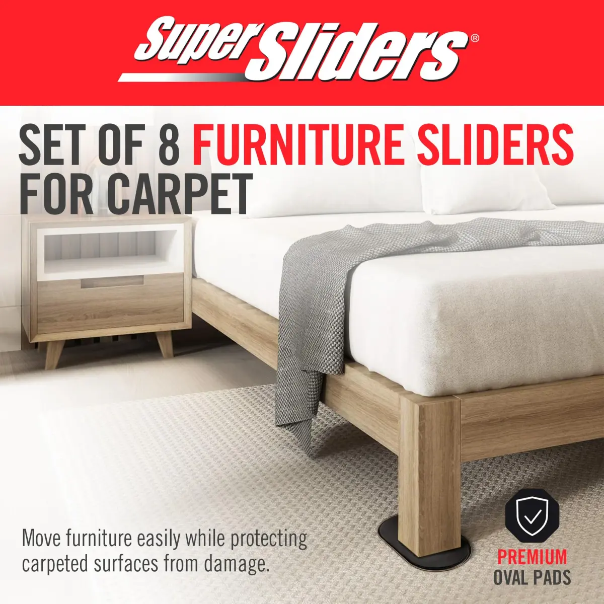 Super Sliders Reusable XL Heavy Furniture Moving Sliders 23cm x 14.6cm (9.5" x 5.75") | For Carpet, Hardwood, Tile & Linoleum - view 3