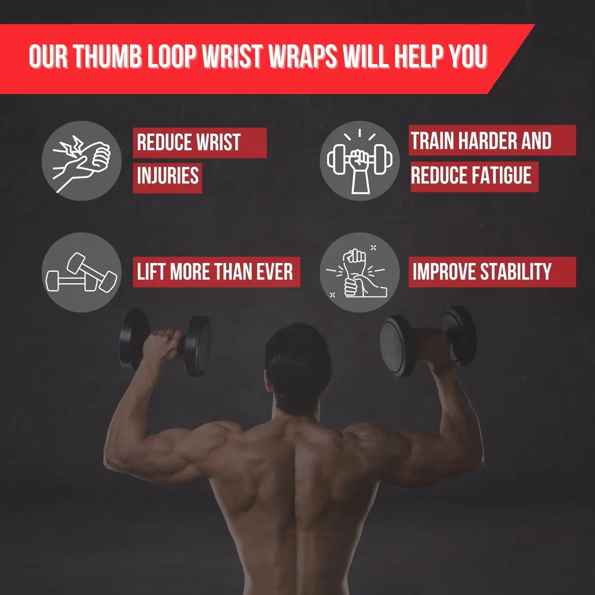 Lift Tech Fitness PRO 20'' Lifting Wrist Wraps | Black Support for Heavy Lifting & Powerlifting - view 2