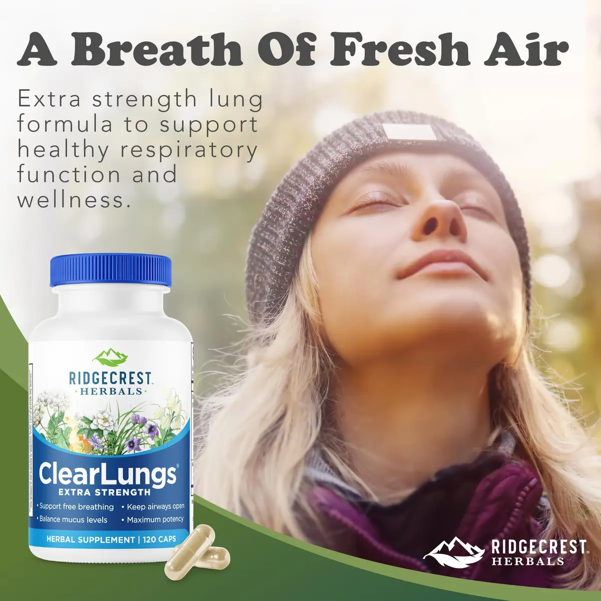 RidgeCrest Herbals ClearLungs Extra Strength Lung Support 120 Ct | Natural Respiratory Aid for Adults - view 6