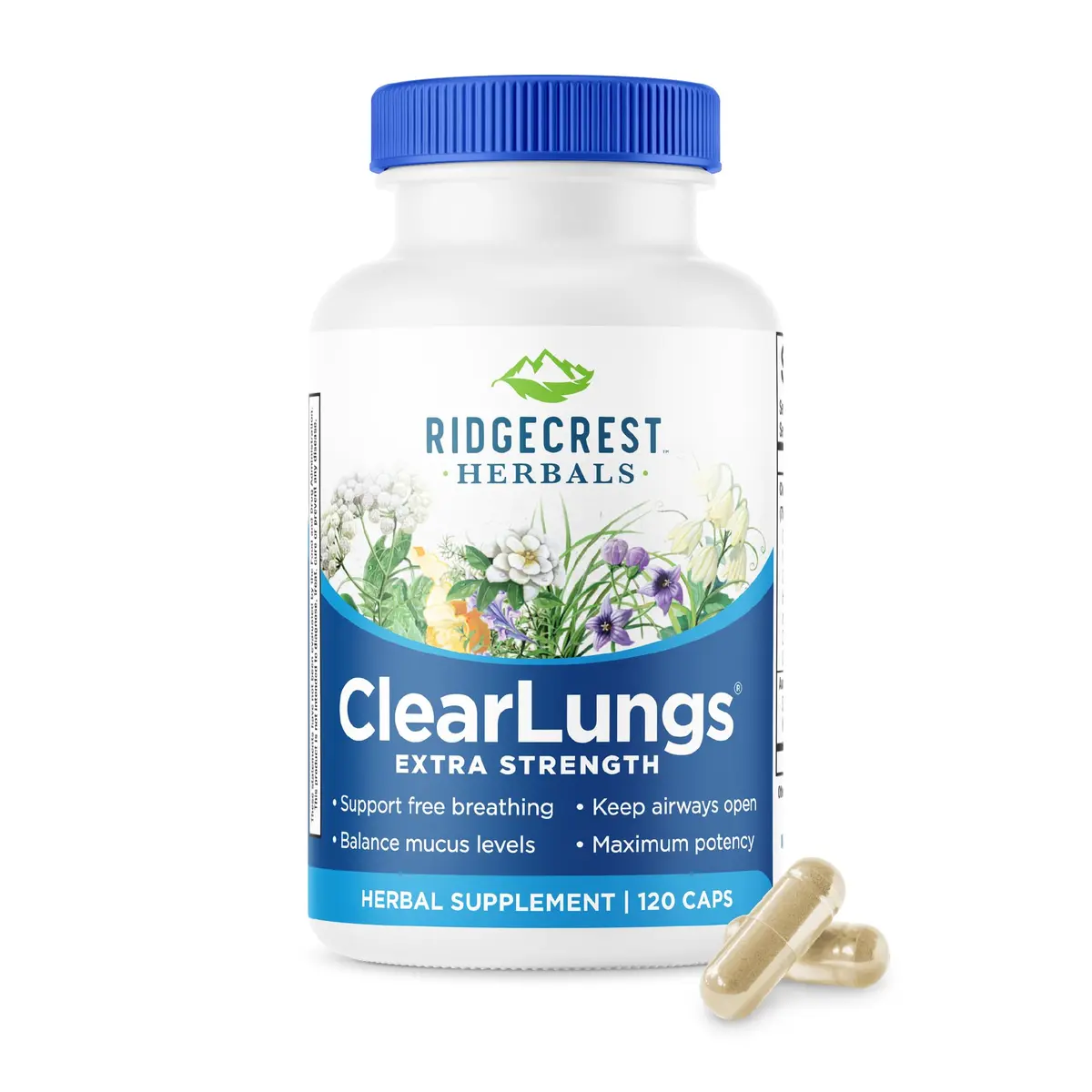 RidgeCrest Herbals ClearLungs Extra Strength Lung Support 120 Ct | Natural Respiratory Aid for Adults - main product image