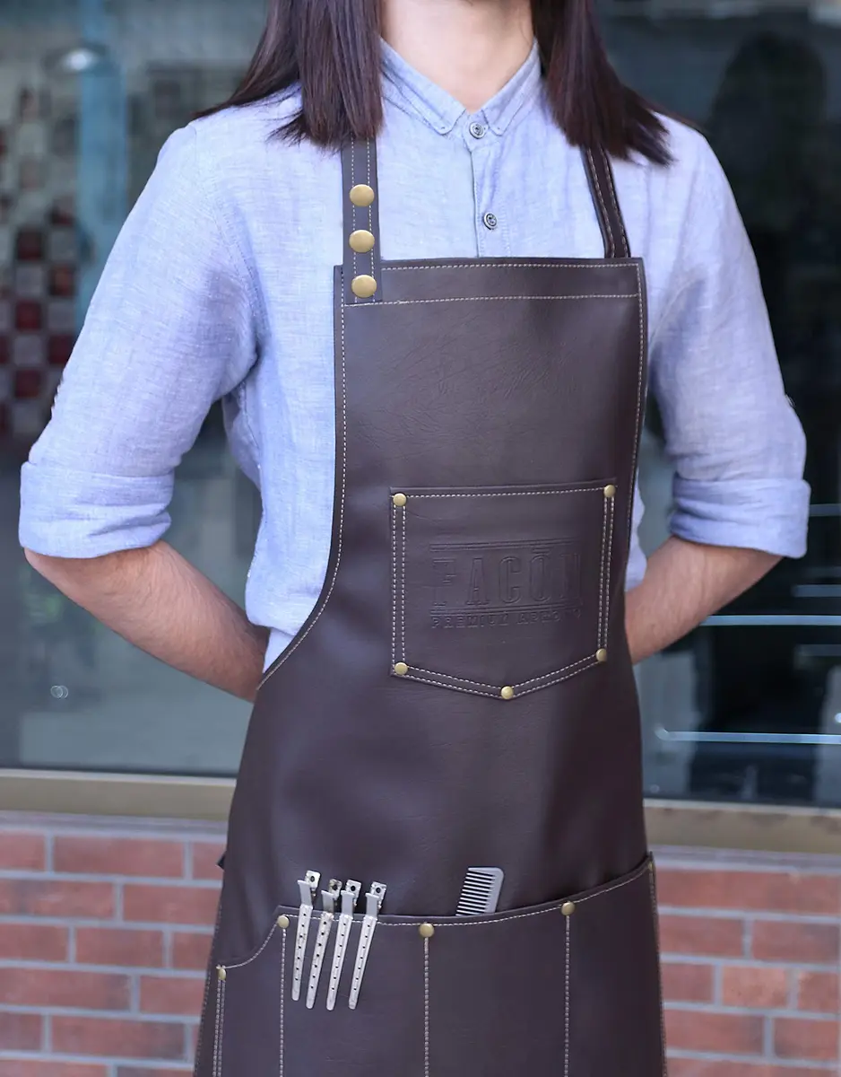 FACON Leather Hair Cutting Apron Cape 28" x 24" | Adjustable, Heavy Duty, 6 Pockets - view 5