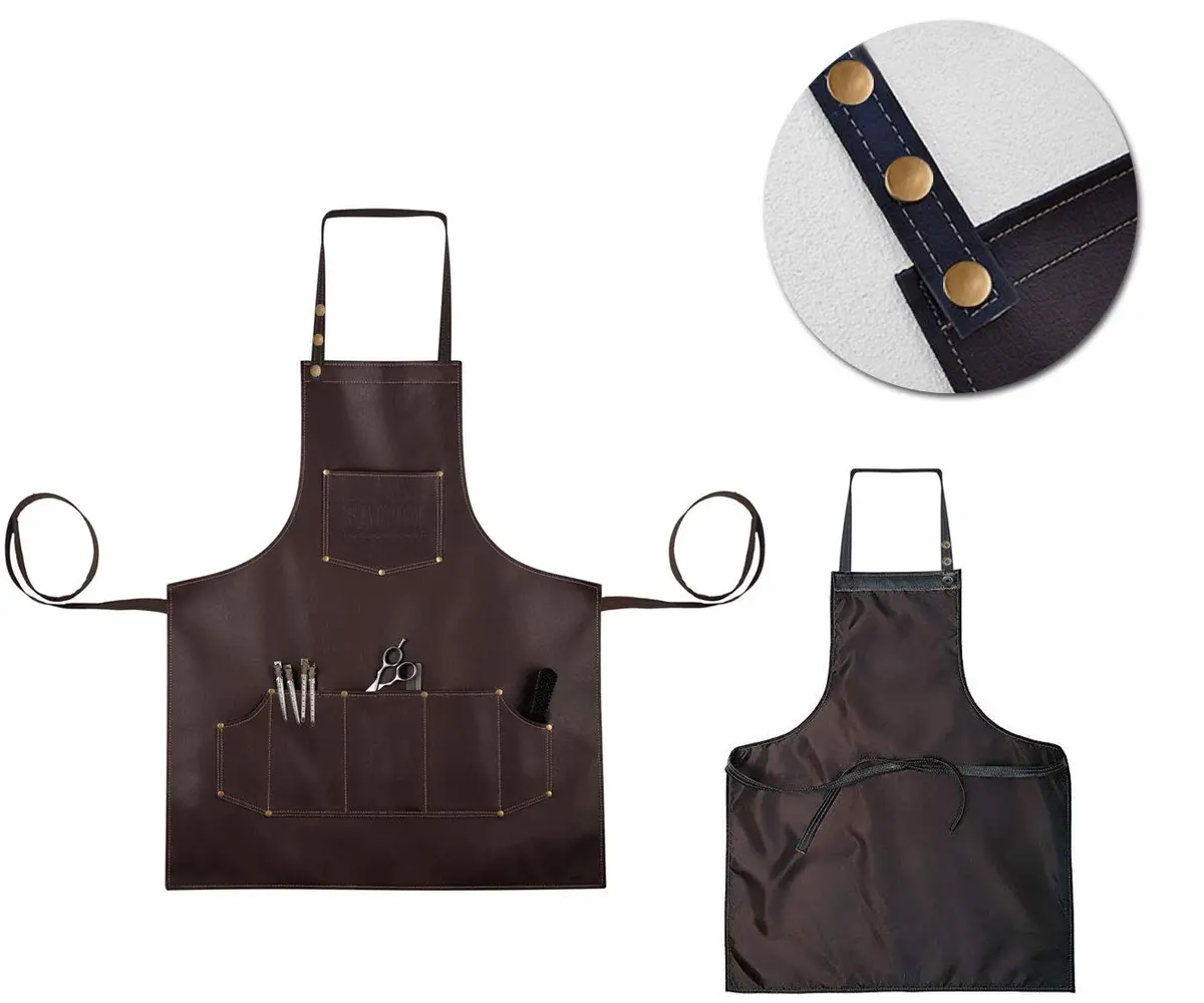 FACON Leather Hair Cutting Apron Cape 28" x 24" | Adjustable, Heavy Duty, 6 Pockets - view 8