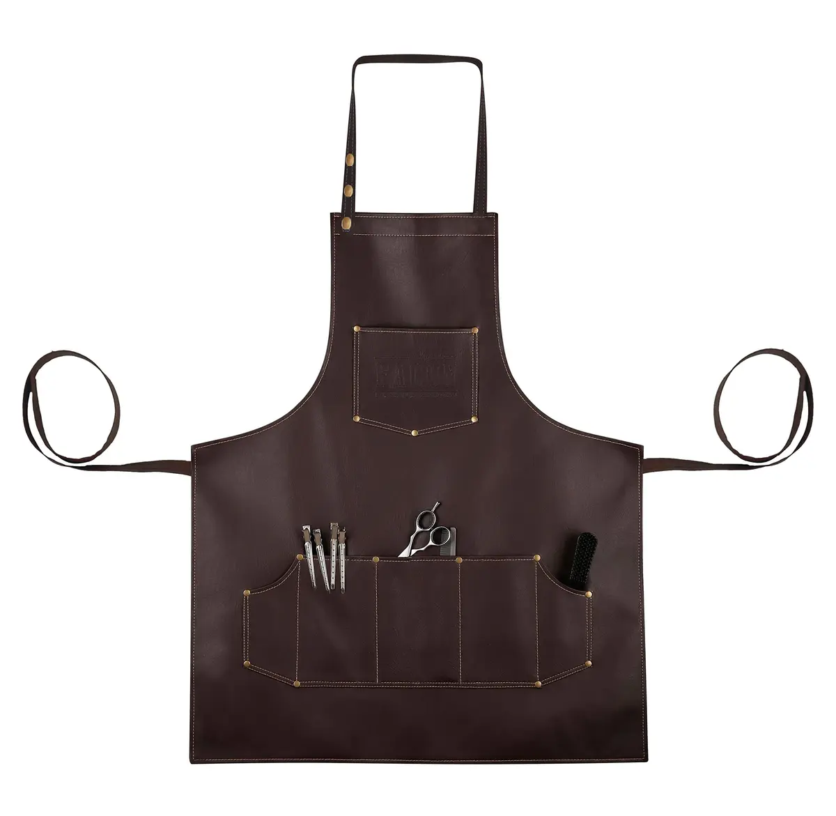 FACON Leather Hair Cutting Apron Cape 28" x 24" | Adjustable, Heavy Duty, 6 Pockets - view 9