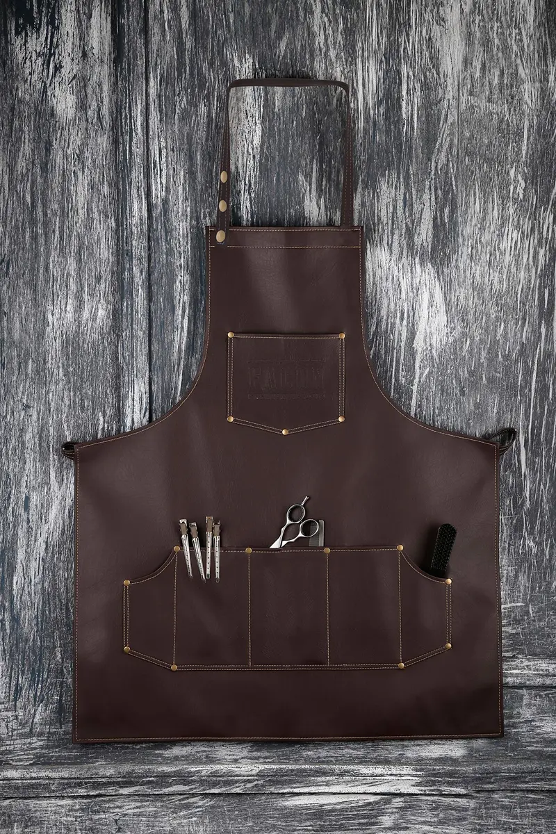 FACON Leather Hair Cutting Apron Cape 28" x 24" | Adjustable, Heavy Duty, 6 Pockets - view 2