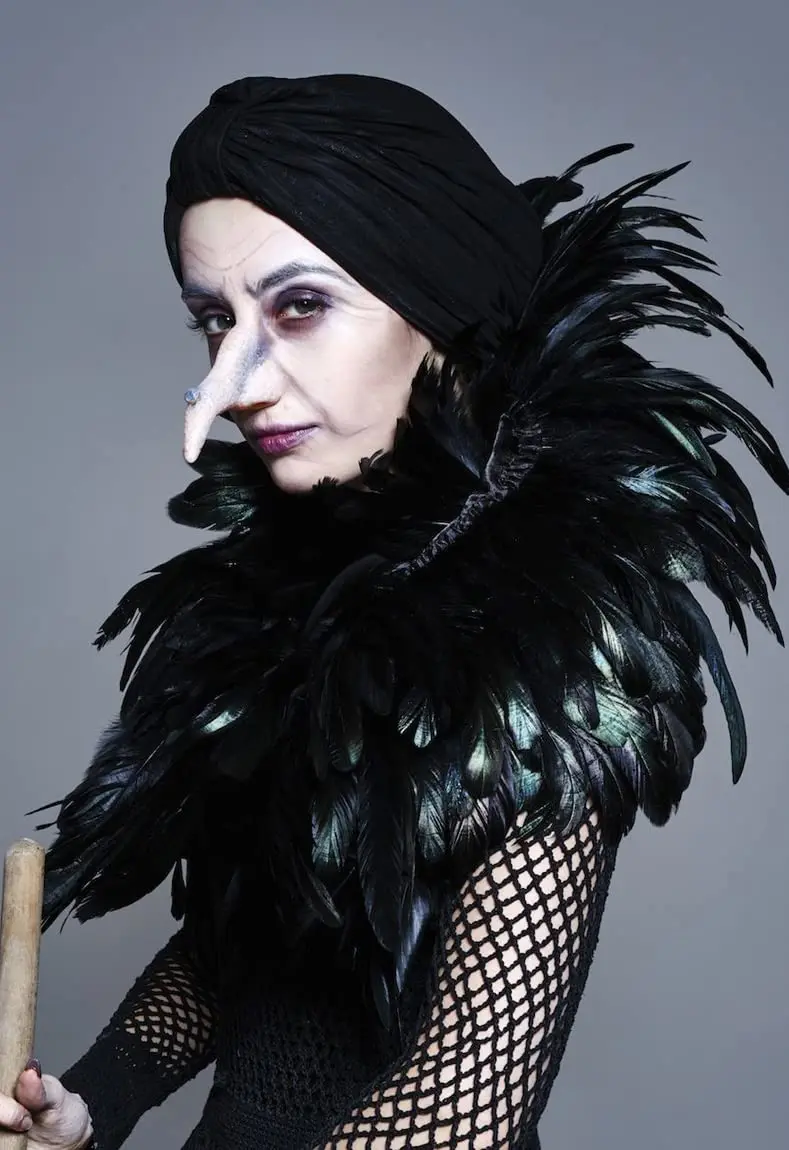 L'VOW Gothic Black Feather Cape Shawl Shrug Poncho with Choker Collar | Dramatic Feather Cape for Cosplay & Halloween - view 4