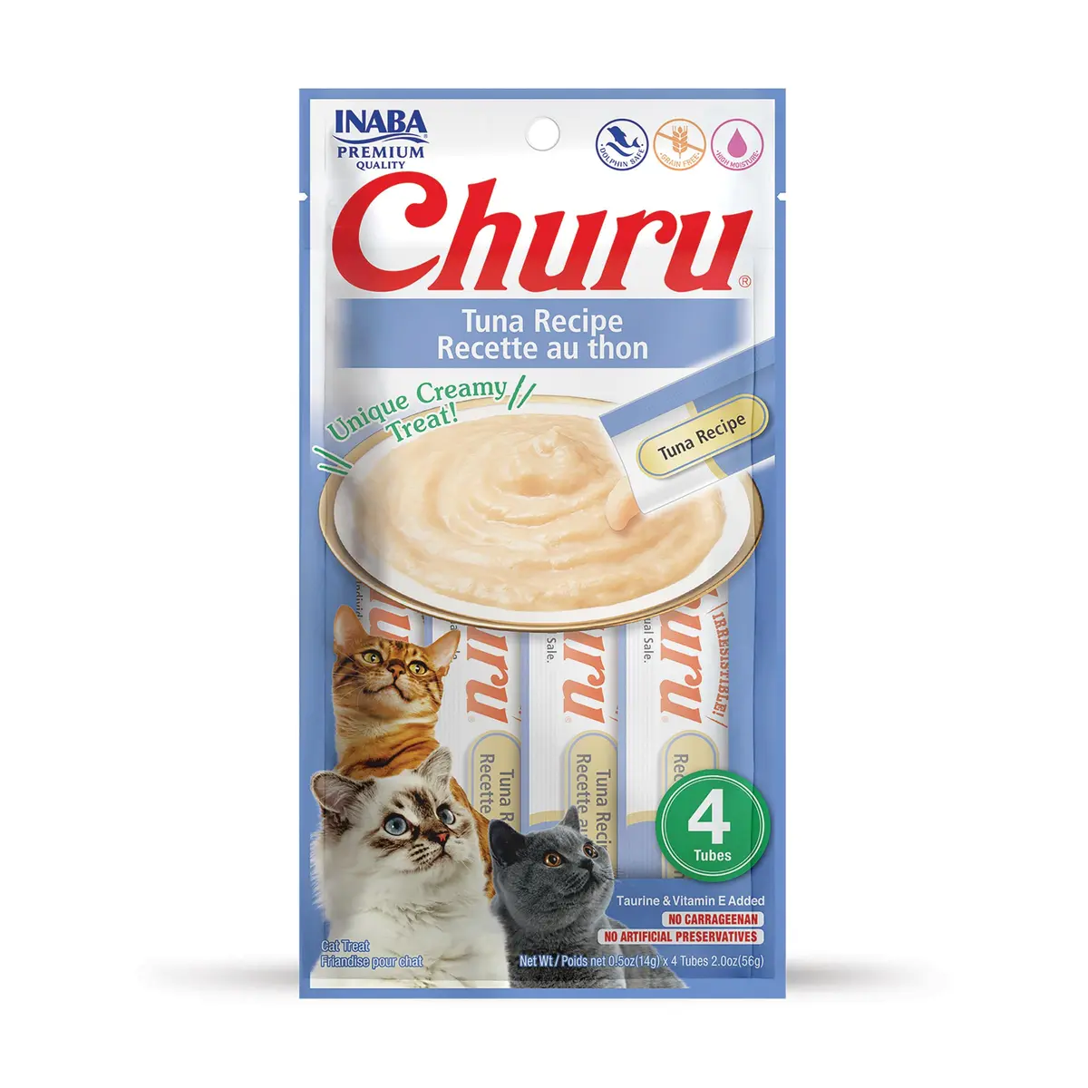 INABA Churu Lickable Purée Natural Cat Treats (Tuna Recipe, 4 Tubes) | Hydrating, Healthy & Interactive - main product image
