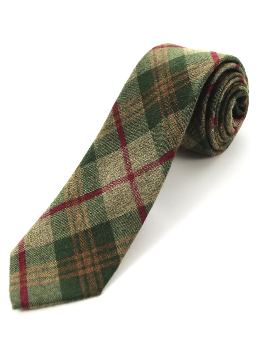 JEMYGINS 2.4" Mens Cotton Skinny Tie Plaid Cashmere Wool | Unique Design for Formal & Party Wear - main product image
