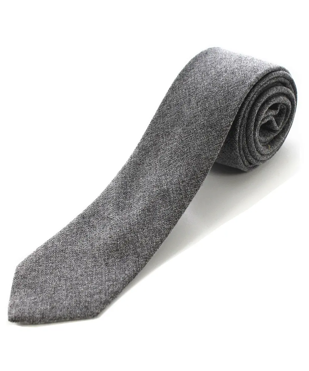 JEMYGINS 2.4" Cotton Necktie Gray Mens Cashmere Wool Skinny Tie | Unique Design for Business & Party (70-120 chars) - main product image