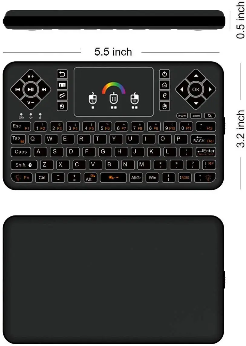 Dupad story Q9 Mini Wireless Keyboard with Touchpad | Colorful Backlit Compact Rechargeable Keyboard for PC, Android TV, Raspberry Pi, Windows - view 6