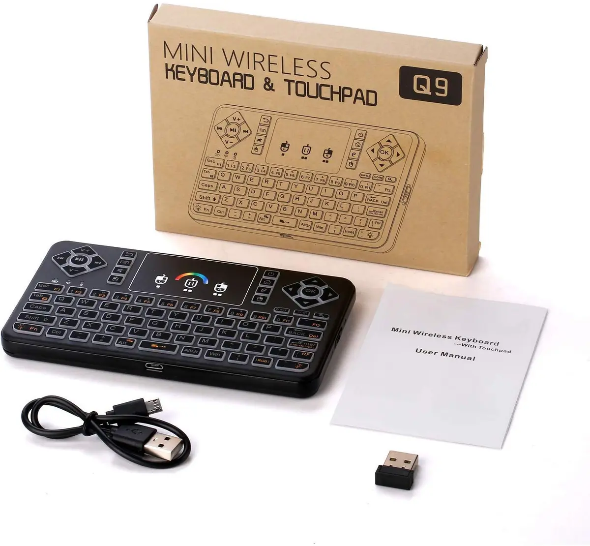 Dupad story Q9 Mini Wireless Keyboard with Touchpad | Colorful Backlit Compact Rechargeable Keyboard for PC, Android TV, Raspberry Pi, Windows - view 7