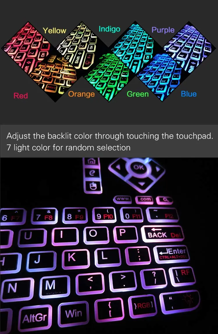 Dupad story Q9 Mini Wireless Keyboard with Touchpad | Colorful Backlit Compact Rechargeable Keyboard for PC, Android TV, Raspberry Pi, Windows - view 2