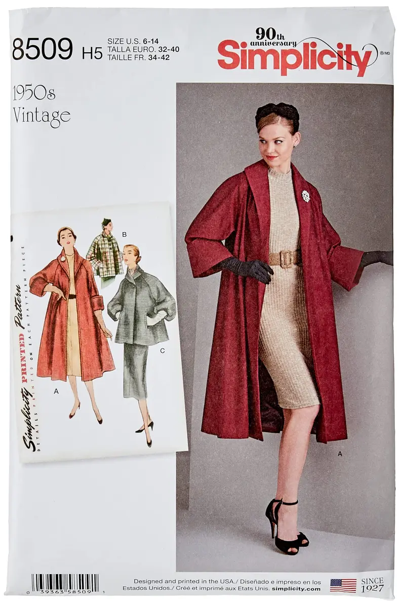Simplicity Vintage Misses' Coat or Jacket Pattern, H5 (6-8-10-12-14) | Classic Sewing Pattern for Women - main product image