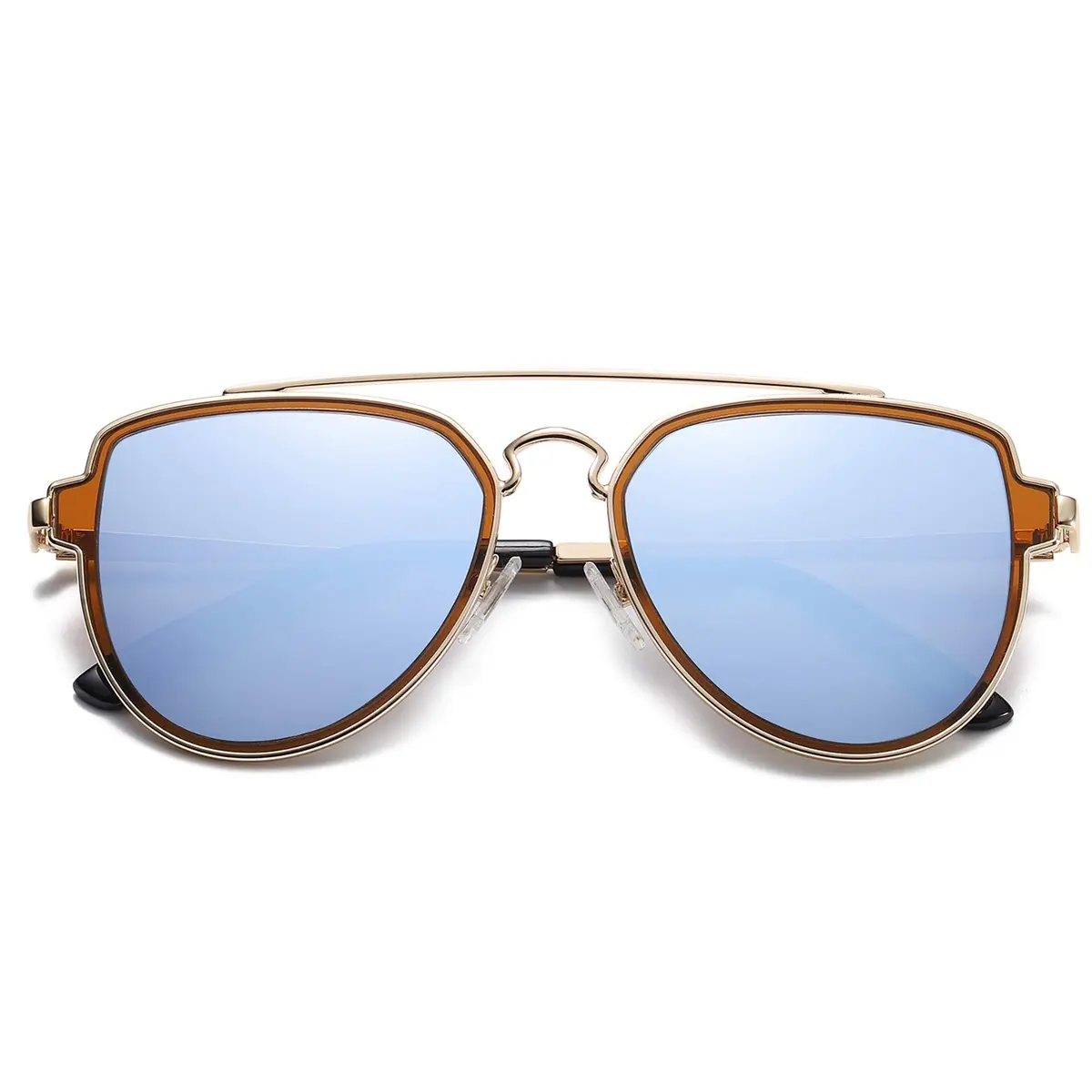SOJOS Retro Polarized Double Bridge Sunglasses for Men Women SJ1051 | 63mm (2.48in) Lens Width - main product image