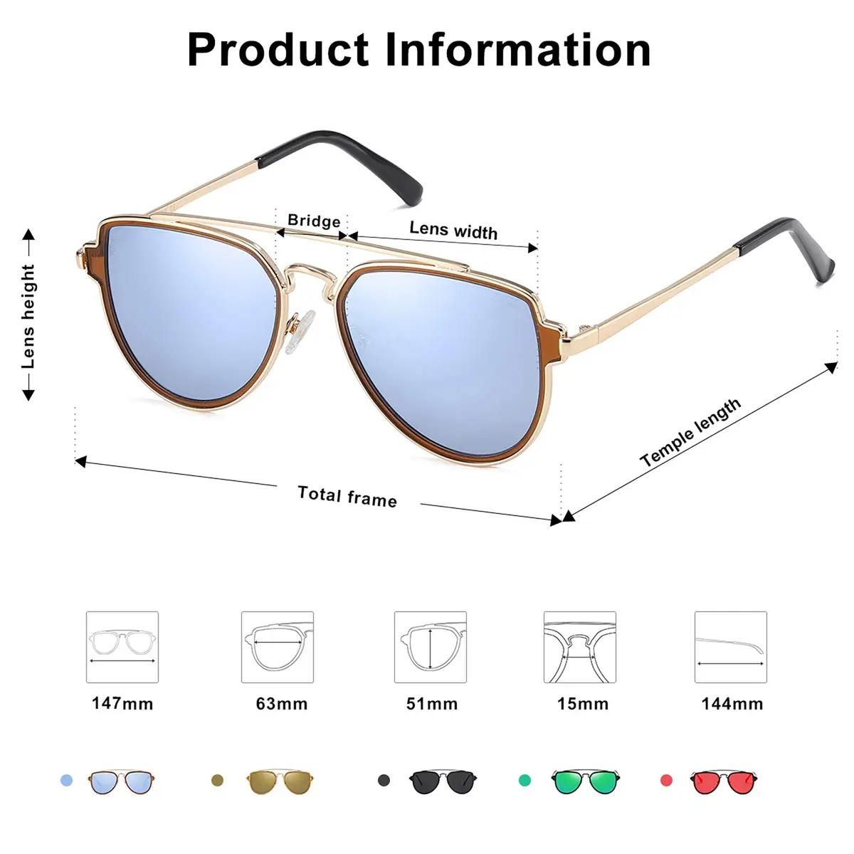 SOJOS Retro Polarized Double Bridge Sunglasses for Men Women SJ1051 | 63mm (2.48in) Lens Width - view 2