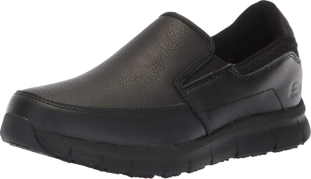 Skechers for Work Women's Nampa-Annod Food Service Shoe, Black Polyurethane, Size 8 | Slip-Resistant Comfort for Indian Kitchens - main product image