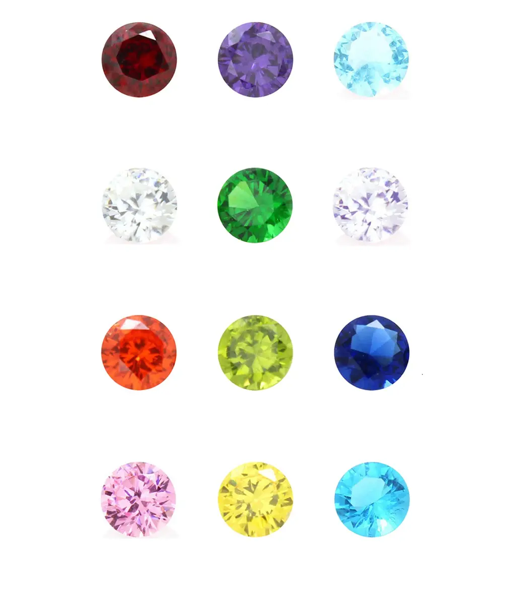 Beffy 96Pcs 5mm Round Acrylic Birthstones for Floating Memory Lockets | Colorful Zodiac Symbols - main product image