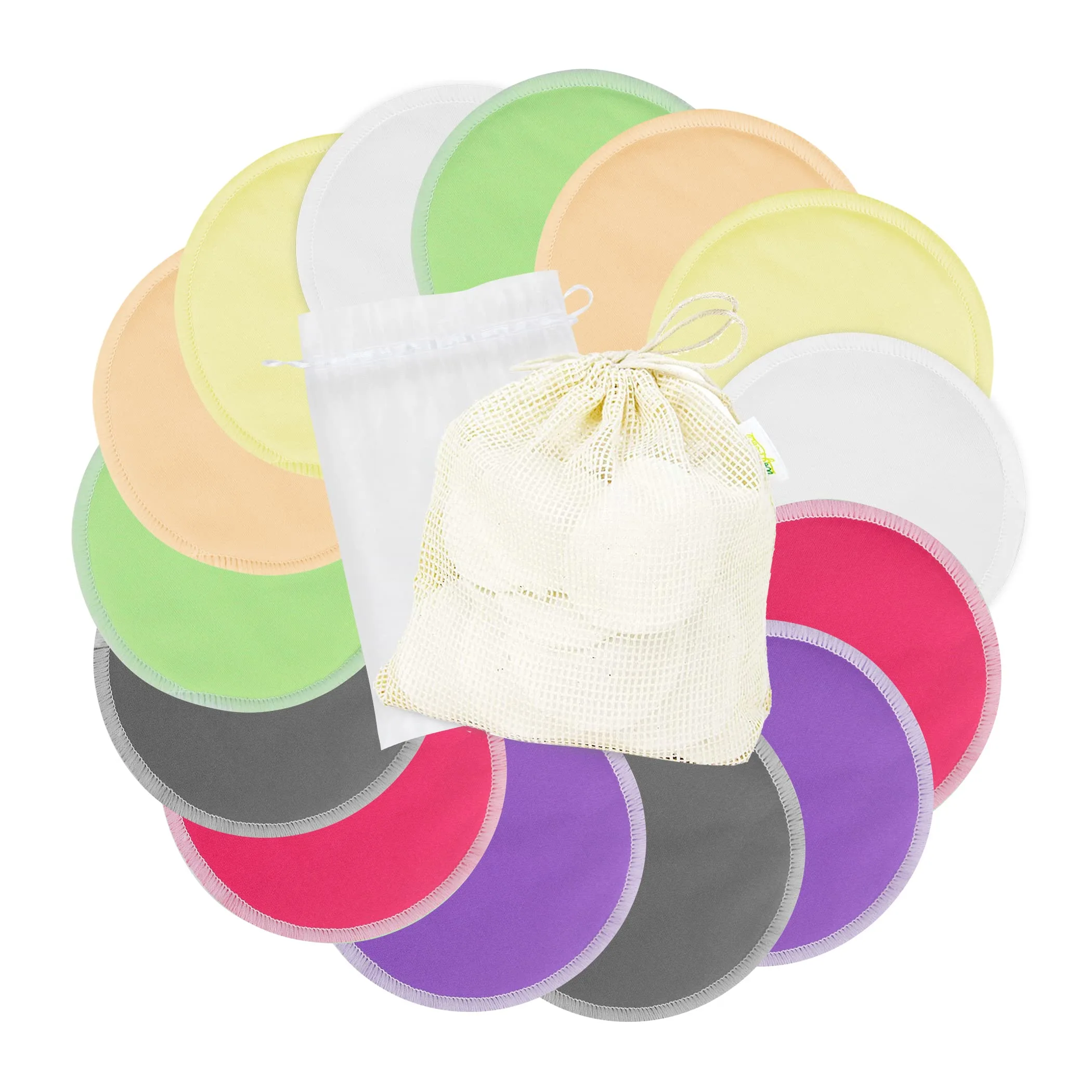 wegreeco Washable Nursing Breast Pads (14 Pack + Bags) - Large, Heavy Flow Use | Soft, Absorbent, Leak-Proof - main product image