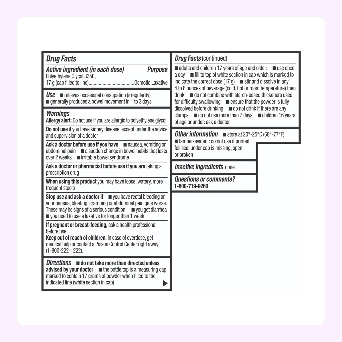 Amazon Basics ClearLax Polyethylene Glycol 3350 Powder for Solution 501.5 g (1.11 lb) | Osmotic Laxative for Relief - view 6