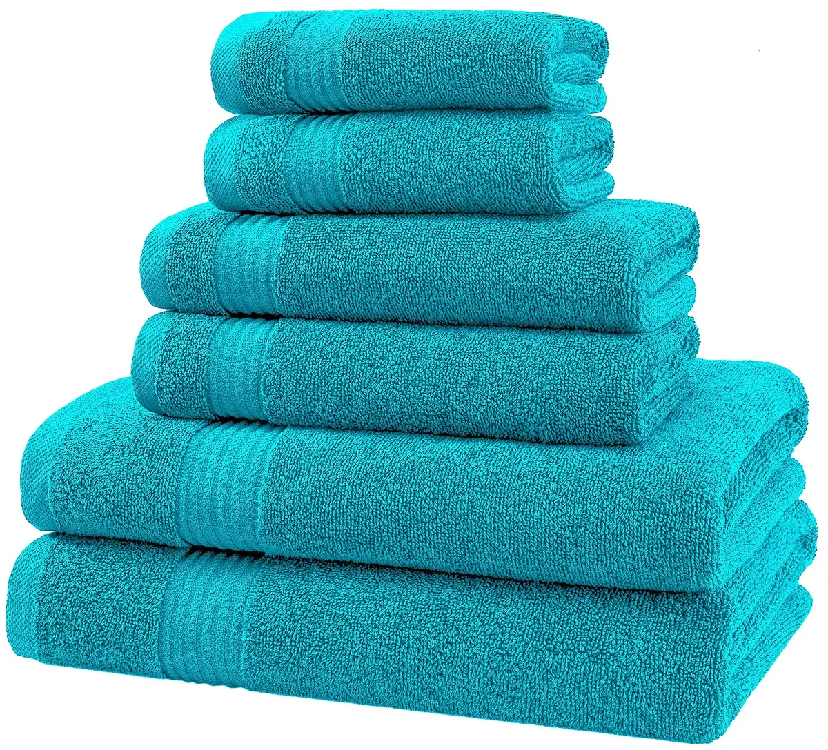 American Veteran Towel 6 Piece Set | 600 GSM Turkish Cotton Bath & Hand Towels Aqua Blue - view 5
