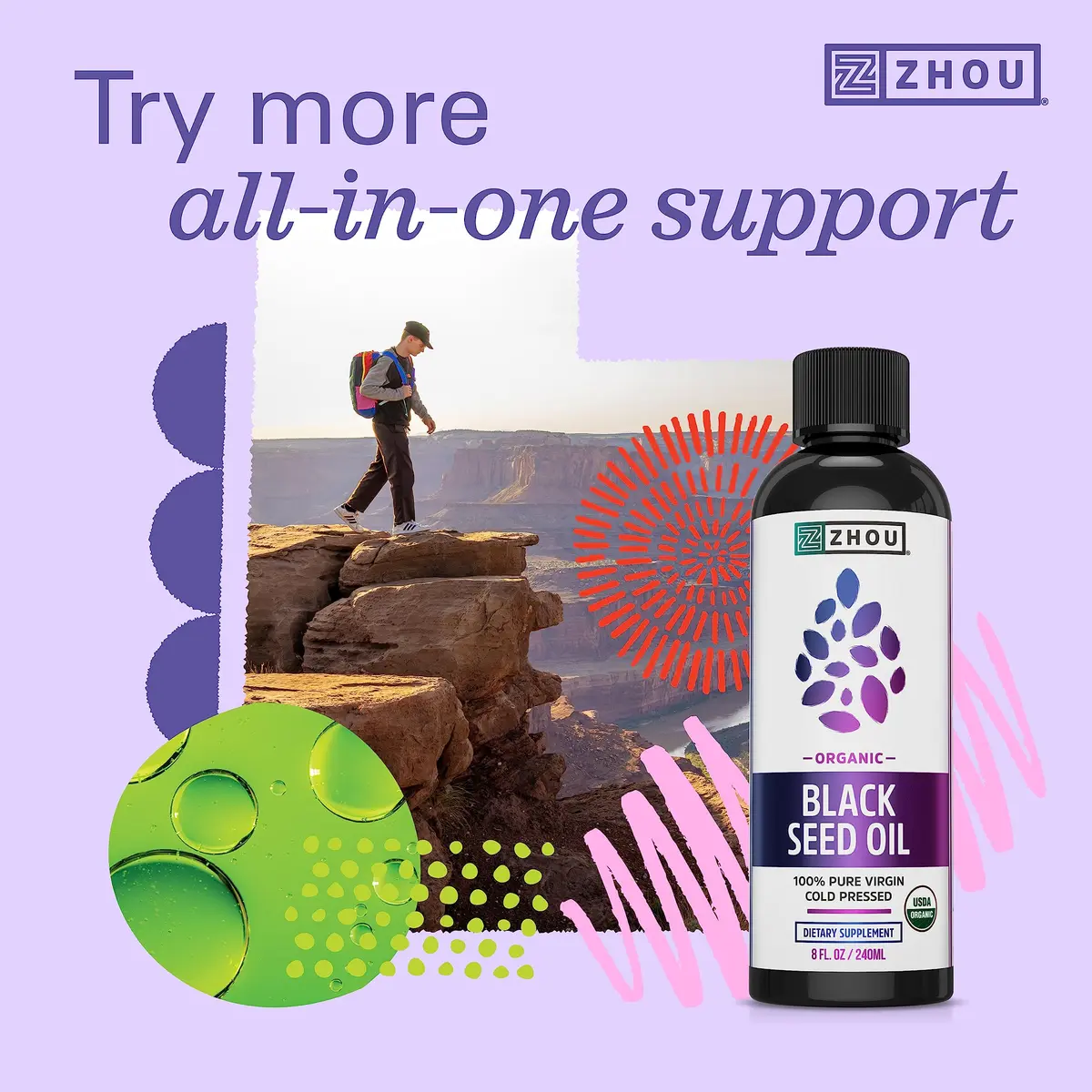 ZHOU Black Seed Oil Capsules 60 Count (Pack of 1) | Immune & Digestive Support with Thymoquinone - view 4
