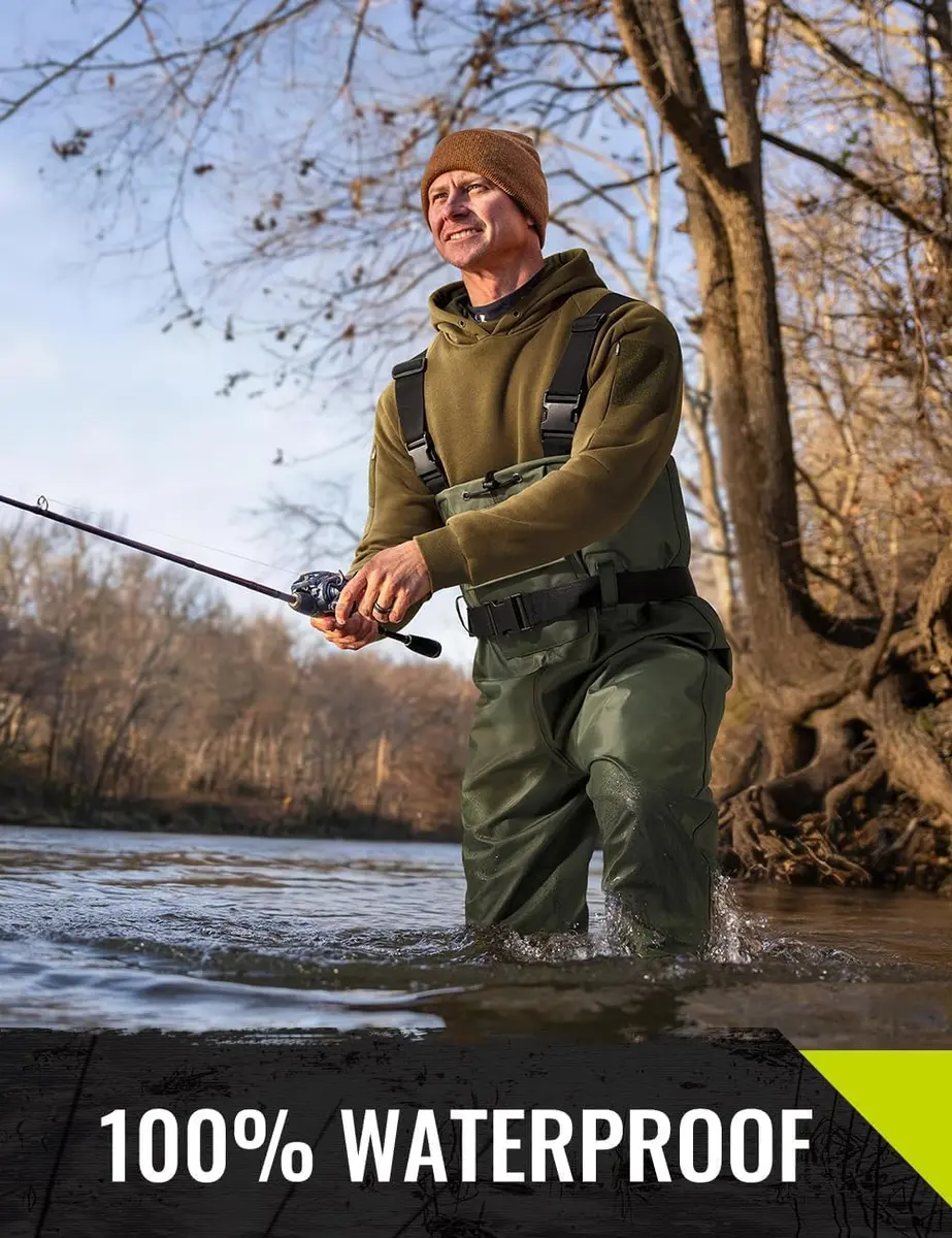 TIDEWE Chest Waders for Men Women Waterproof Fishing Waders GN M14 | Durable 420D Nylon & PVC, Lightweight & Comfortable (70-120 chars) - view 6