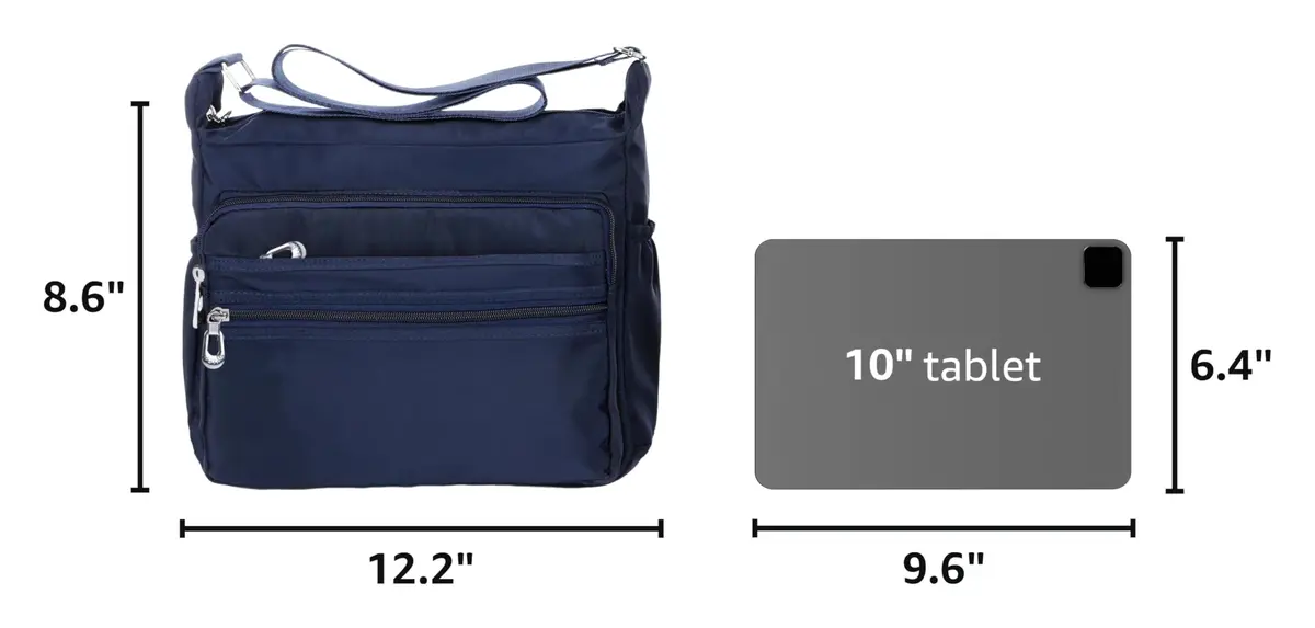 NOTAG Waterproof Crossbody Bag for Women - Small Size Navy Blue | Lightweight Nylon Shoulder Purse with Multiple Pockets - view 3