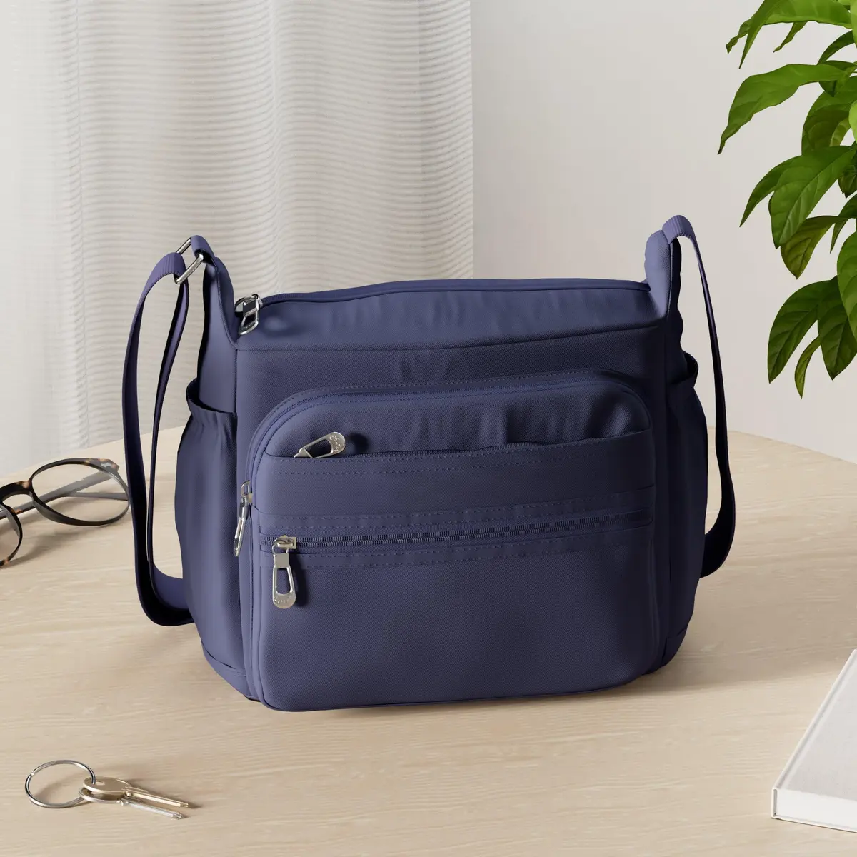 NOTAG Waterproof Crossbody Bag for Women - Small Size Navy Blue | Lightweight Nylon Shoulder Purse with Multiple Pockets - view 4