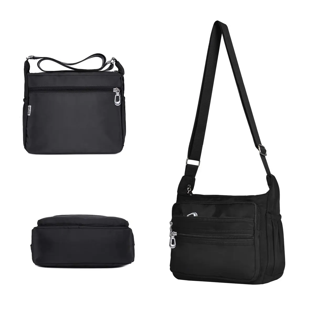 NOTAG Large Black Crossbody Bag for Women | Water Resistant Nylon Purse with Adjustable Strap & Multi-Pocket - view 7