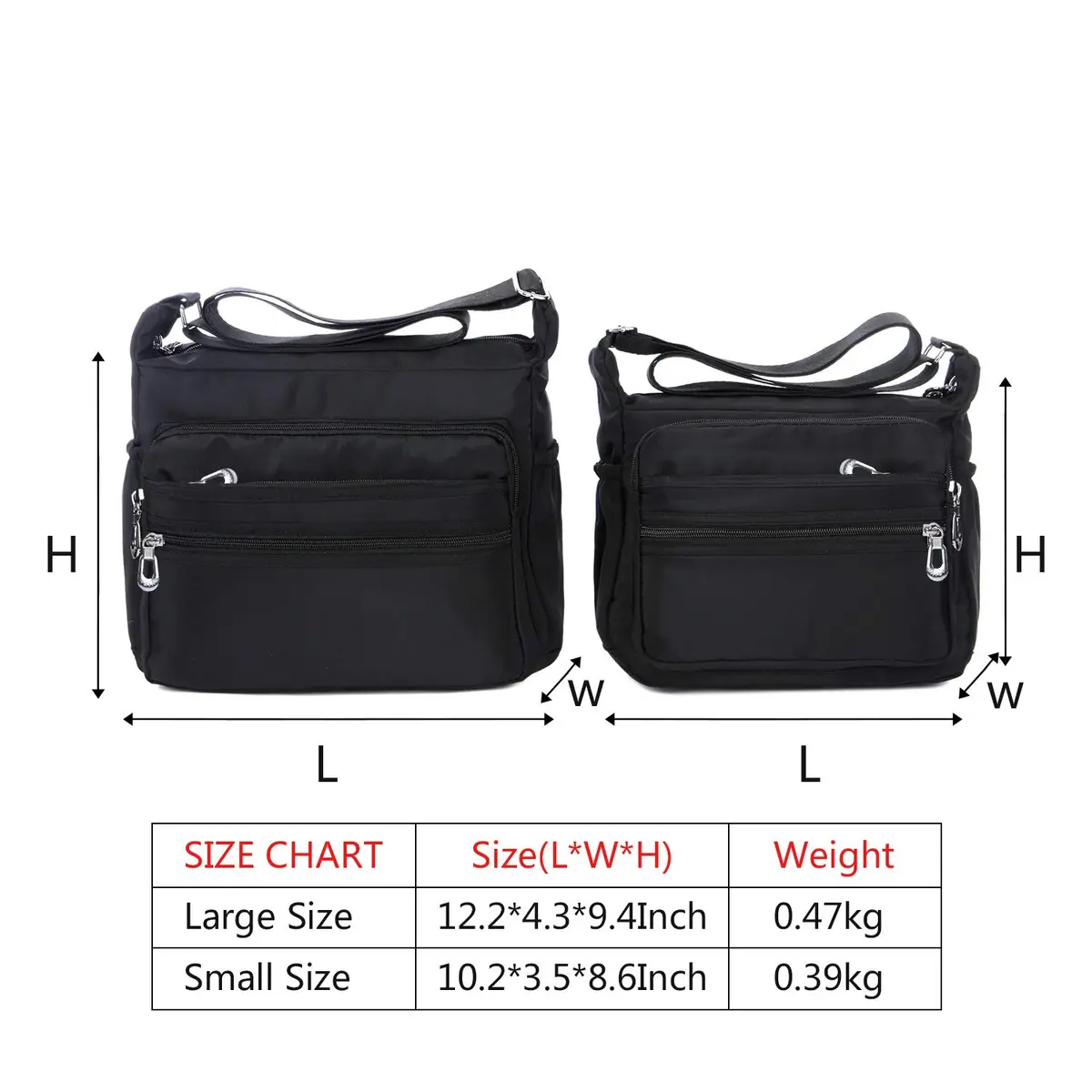 NOTAG Large Black Crossbody Bag for Women | Water Resistant Nylon Purse with Adjustable Strap & Multi-Pocket - view 4