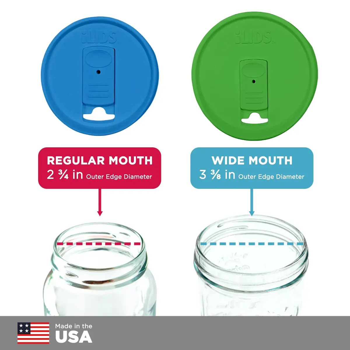 iLIDS Mason Jar Drink Lid, Wide Mouth, Sky Blue, 2 Pack | Spill-Resistant BPA-Free USA Made - view 7