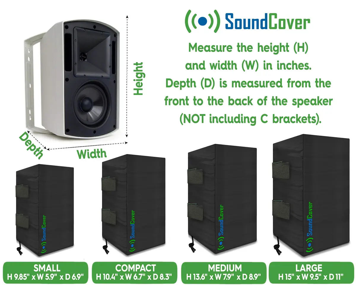 SoundCover Outdoor Speaker Covers for C-Bracket Mounts | UV50+ Water-Resistant Compact Set of 2 (10.4"H x 6.7"W x 8.3"D) - view 6