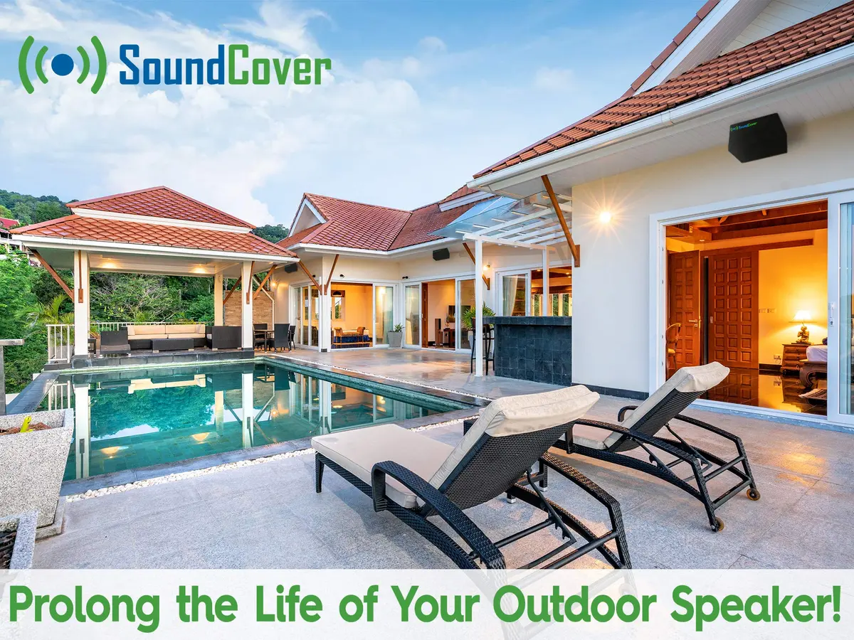 SoundCover Medium Outdoor Speaker Covers | UV50+ Water-Resistant 210T Polyester (13.6"H x 7.9"W x 8.9"D) | Set of 2 - view 5