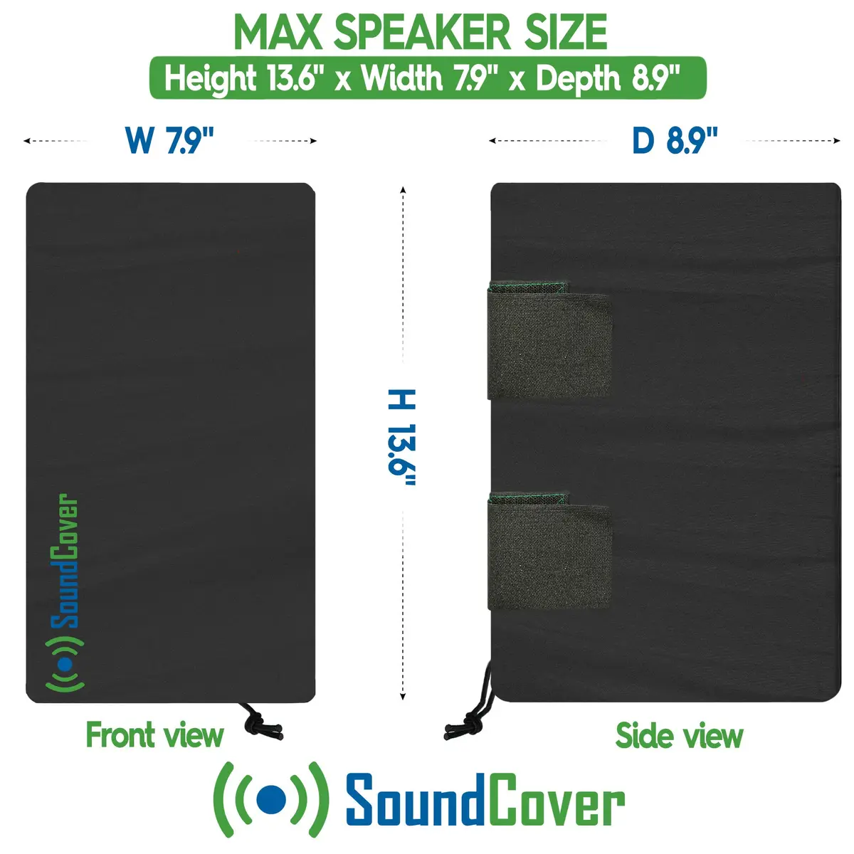 SoundCover Medium Outdoor Speaker Covers | UV50+ Water-Resistant 210T Polyester (13.6"H x 7.9"W x 8.9"D) | Set of 2 - view 2